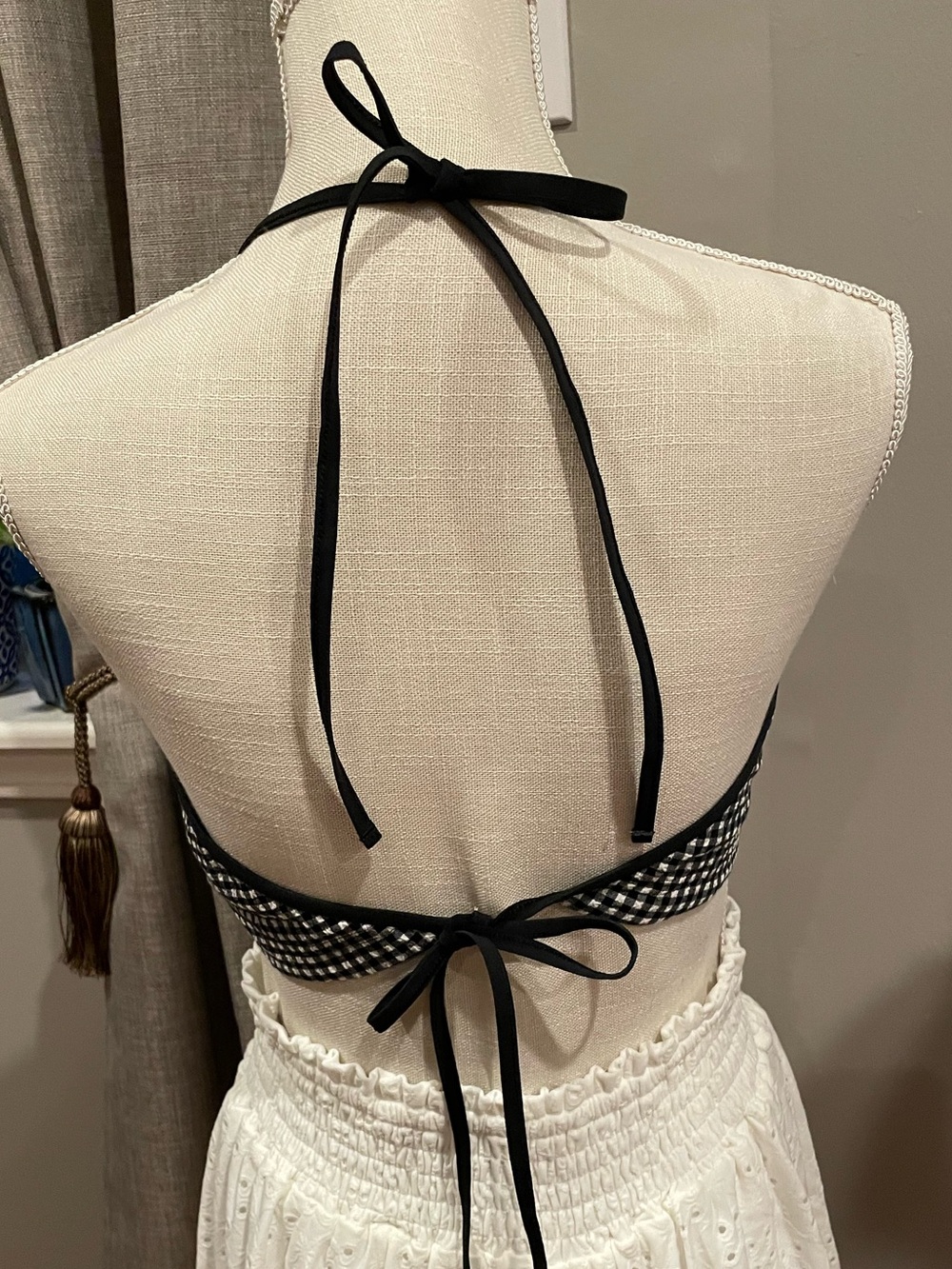 Adidas Black and White Gingham Halter Crop Top - Picture 10 of 10
